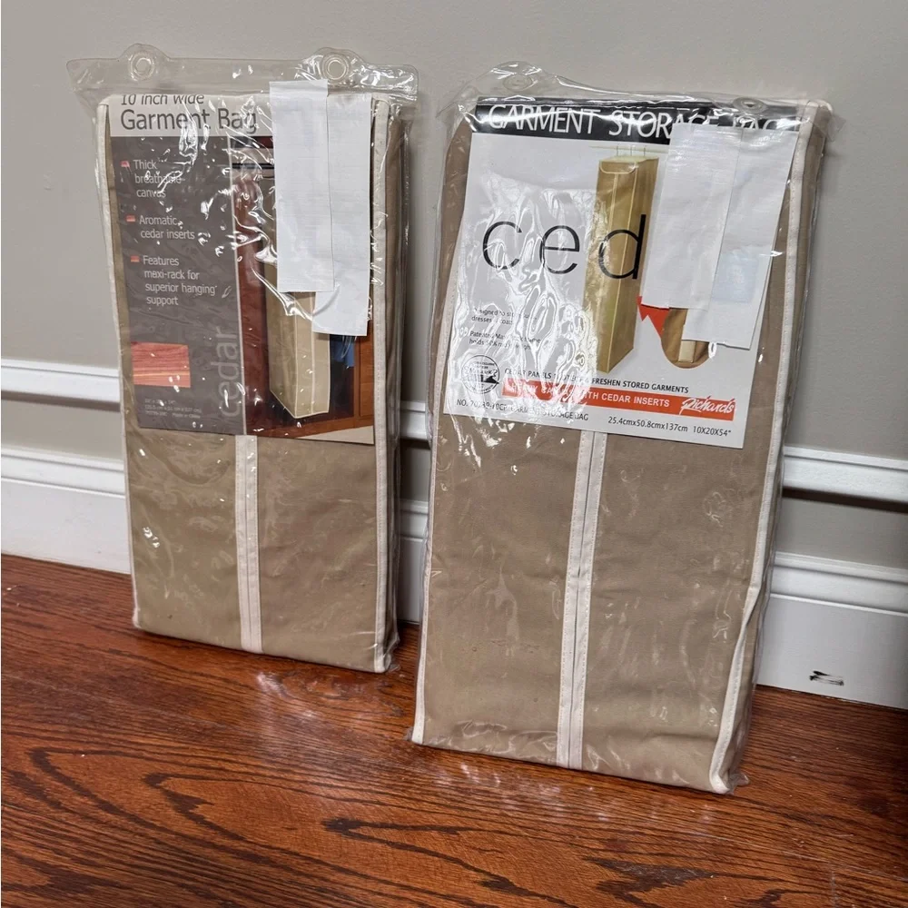 2 Tan Garment Storage Bag